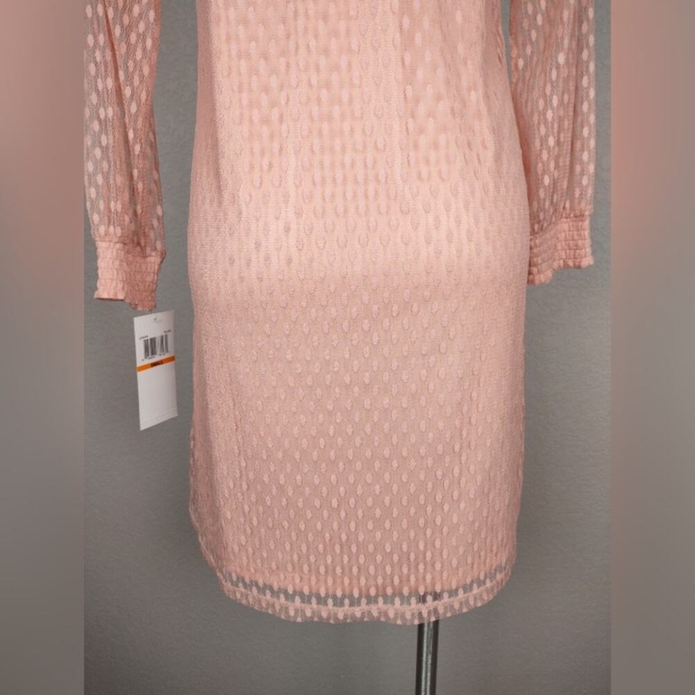 Nina Leonard Lace Mockneck Trapeze Long Sleeve Dress in Blush Size Small - Picture 14 of 16